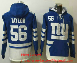 Men's New York Giants #26 Saquon Barkley NEW Blue Pocket Stitched NFL Pullover Hoodie
