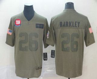 Men's New York Giants #26 Saquon Barkley NEW Olive 2019 Salute To Service Stitched NFL Nike Limited Jersey