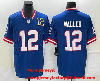 Men's New York Giants #12 Darren Waller Number Blue 2023 FUSE Classic Vapor Limited Jersey