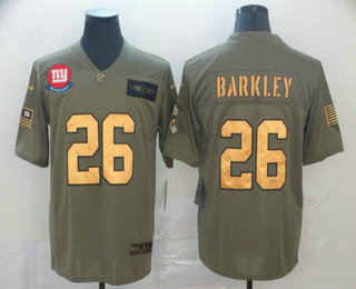 Men's New York Giants #26 Saquon Barkley Olive Gold 2019 Salute To Service Stitched NFL Nike Limited Jersey