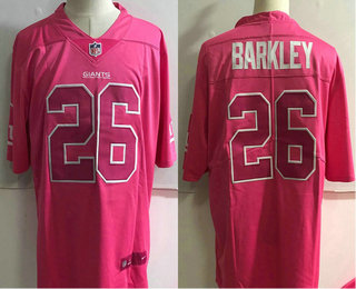 Men's New York Giants #26 Saquon Barkley Pink Fashion 2017 Rush NFL Nike Limited Jersey