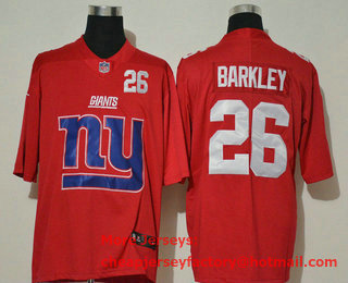 Men's New York Giants #26 Saquon Barkley Red 2020 Big Logo Number Vapor Untouchable Stitched NFL Nike Fashion Limited Jersey