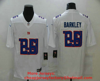 Men's New York Giants #26 Saquon Barkley White 2020 Shadow Logo Vapor Untouchable Stitched NFL Nike Limited Jersey
