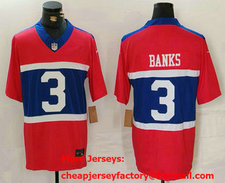 Men's New York Giants #3 Deonte Banks Century Red Alternate Vapor FUSE Limited Stitched Jersey