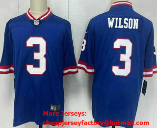 Men's New York Giants #3 Russell Wilson Limited Blue Classic Vapor Jersey