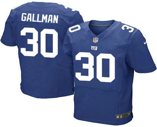 Men's New York Giants #30 Wayne Gallman Royal Blue Team Color Stitched NFL Nike Elite Jersey