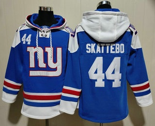 Men's New York Giants #44 Cam Skattebo Blue Ageless Must Have Lace Up Pullover Hoodie