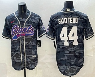 Men's New York Giants #44 Cam Skattebo Grey Camo With Patch Cool Base Stitched Baseball Jersey