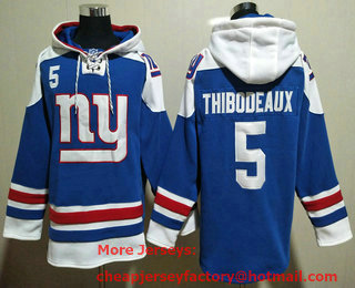 Men's New York Giants #5 Kayvon Thibodeaux Blue Ageless Must Have Lace Up Pullover Hoodie