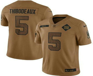 Men's New York Giants #5 Kayvon Thibodeaux Limited Brown 2023 Salute To Service Jersey