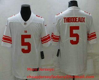 Men's New York Giants #5 Kayvon Thibodeaux White 2021 Vapor Untouchable Stitched NFL Nike Limited Jersey