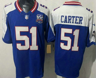 Men's New York Giants #51 Abdul Carter Limited Blue Thanksgiving FUSE Vapor Jersey