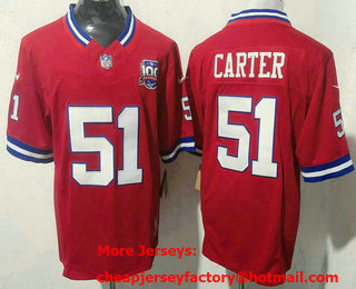 Men's New York Giants #51 Abdul Carter Limited Red 100 Seasons FUSE Vapor Jersey