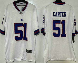 Men's New York Giants #51 Abdul Carter Limited White Throwback Vapor Jersey
