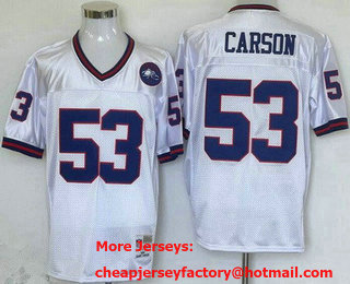 Men's New York Giants #53 Harry Carson White Throwback Jersey