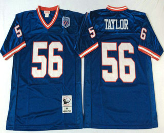 Men's New York Giants #56 Lawrence Taylor Blue Mitchell & Ness Throwback Vintage Football Jersey