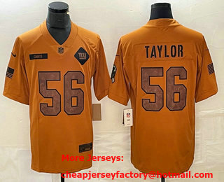 Men's New York Giants #56 Lawrence Taylor Brown 2023 Salute To Service Limited Stitched Jersey