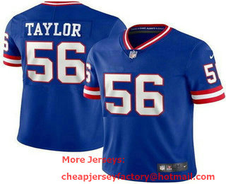 Men's New York Giants #56 Lawrence Taylor Limited Blue Classic Vapor Jersey