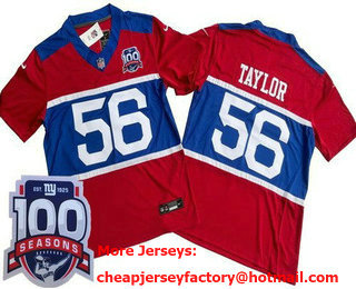 Men's New York Giants #56 Lawrence Taylor Limited Red Alternate FUSE 100 Seasons Vapor Jersey