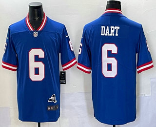 Men's New York Giants #6 Jaxson Dart Limited Blue Classic Vapor Fashion Jersey
