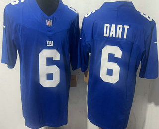 Men's New York Giants #6 Jaxson Dart Limited Blue FUSE Vapor Jersey