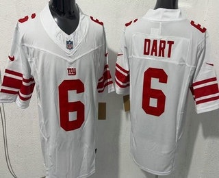 Men's New York Giants #6 Jaxson Dart Limited White FUSE Vapor Jersey