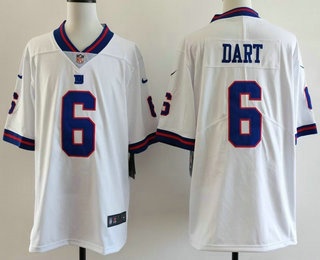 Men's New York Giants #6 Jaxson Dart Limited White Throwback Vapor Jersey