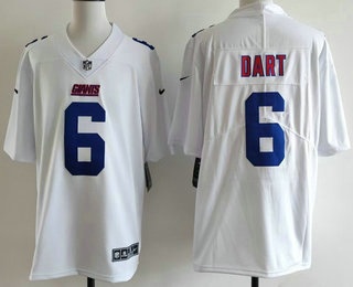 Men's New York Giants #6 Jaxson Dart White Fashion Vapor Jersey