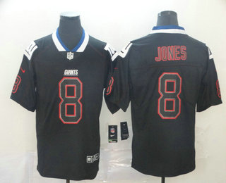 Men's New York Giants #8 Daniel Jones 2018 Black Lights Out Color Rush Stitched NFL Nike Limited Jersey