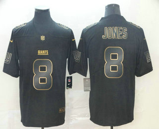 Men's New York Giants #8 Daniel Jones Black Gold 2019 Vapor Untouchable Stitched NFL Nike Limited Jersey