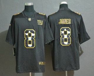 Men's New York Giants #8 Daniel Jones Jesus Faith Black Vapor Untouchable Stitched NFL Nike Limited Jersey