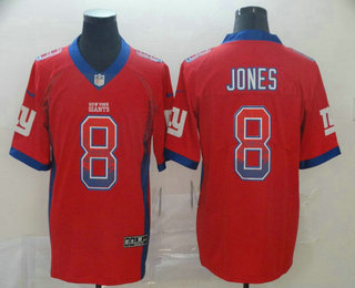 Men's New York Giants #8 Daniel Jones Red 2019 Fashion Drift Color Rush Stitched NFL Nike Limited Jersey