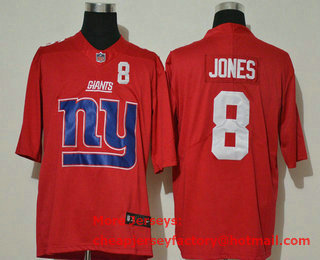 Men's New York Giants #8 Daniel Jones Red 2020 Big Logo Number Vapor Untouchable Stitched NFL Nike Fashion Limited Jersey