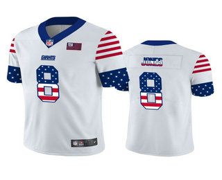 Men's New York Giants #8 Daniel Jones White Independence Day Stars & Stripes Jersey