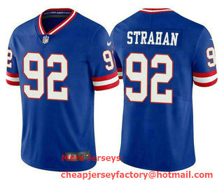 Men's New York Giants #92 Michael Strahan Royal Vapor Untouchable Limited Stitched Jersey