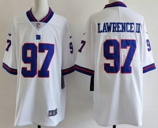 Men's New York Giants #97 Dexter Lawrence II Limited White Throwback Vapor Jersey