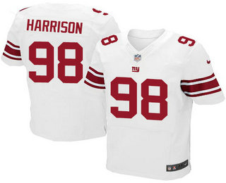 Men's New York Giants #98 Damon Harrison White Road Stitched NFL Nike Elite Jersey