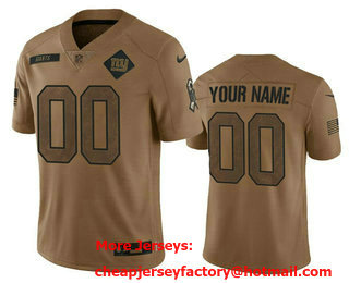 Men's New York Giants Active Player Custom 2023 Brown Salute To Setvice Limited Stitched Football Jersey