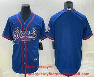 Men's New York Giants Blank Blue Stitched MLB Cool Base Nike Baseball Jersey