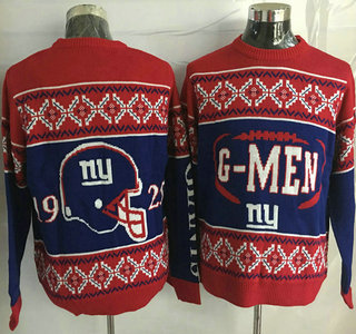 Men's New York Giants Blue With Red NFL Sweater