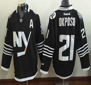 Men's New York Islanders #21 Kyle Okposo 2015 Reebok Black Premier Alternate Jersey