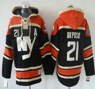 Men's New York Islanders #21 Kyle Okposo Old Time Hockey 2015 Black Hoody