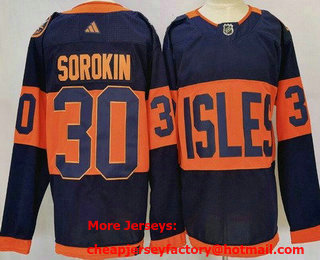 Men's New York Islanders #30 Ilya Sorokin Navy 2024 NHL Stadium Series Authentic Jersey