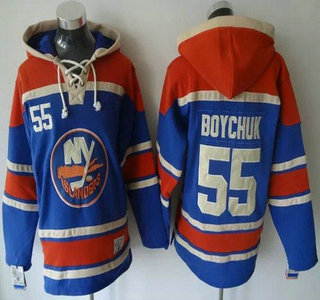 Men's New York Islanders #55 Johnny Boychuk Old Time Hockey Home Light Blue Hoody
