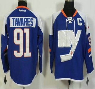 Men's New York Islanders #91 John Tavares Reebok Royal Blue Premier Alternate Jersey