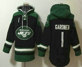 Men's New York Jets #1 Ahmad Gardner Black Ageless Must Have Lace Up Pullover Hoodie