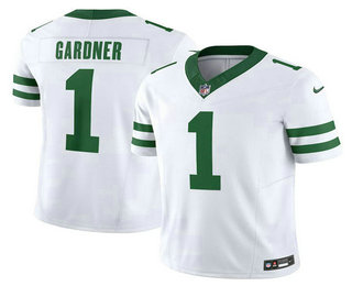 Men's New York Jets #1 Ahmad Sauce Gardner White Limited Stitched Throwback Jersey