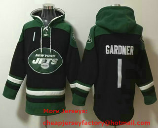 Men's New York Jets #1 Sauce Gardner Black Ageless Must Have Lace Up Pullover Hoodie