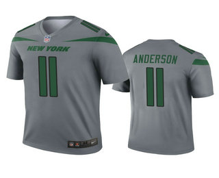 Men's New York Jets #11 Robby Anderson Gray Inverted Legend Jersey