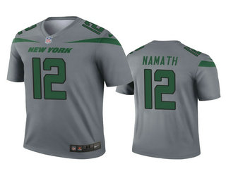 Men's New York Jets #12 Joe Namath Gray Inverted Legend Jersey